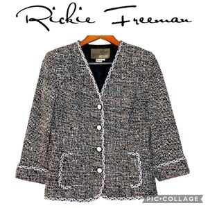 Vintage Rickie Freeman 100% silk multicolor blazer jacket